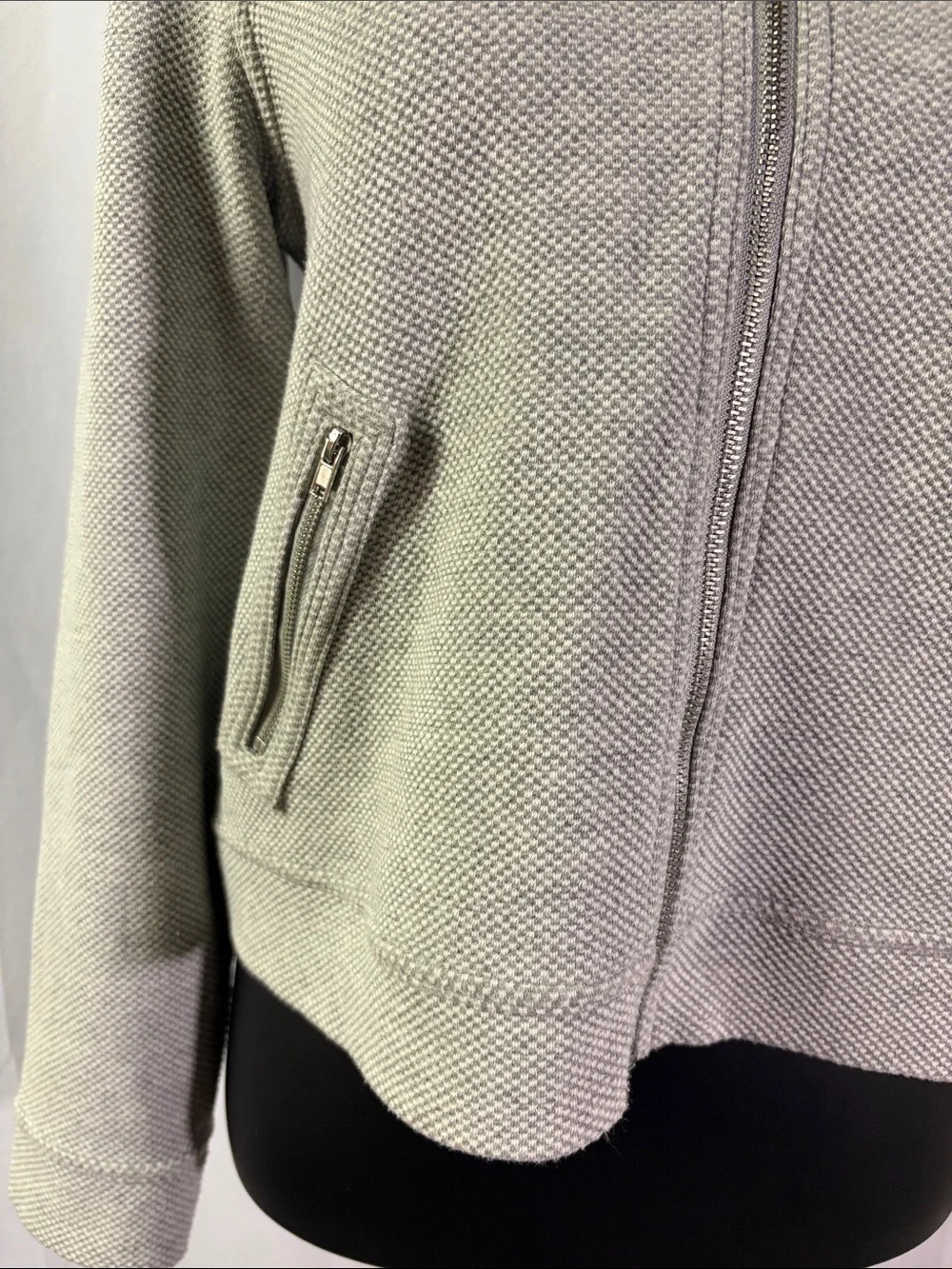 Banana Republic Factory Gray Zip Front Cropped Knit Moto Jacket - Picture 9 of 16